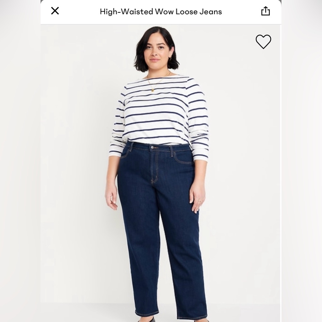 Old Navy Women's High-Rise Wow Loose Dark Blue Straight Leg Jeans